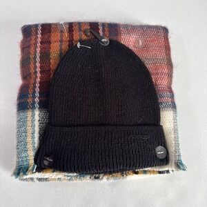 Steve Madden Scarf and Beanie‎ Set OS Plaid Winter Warm Cozy Boho Gift